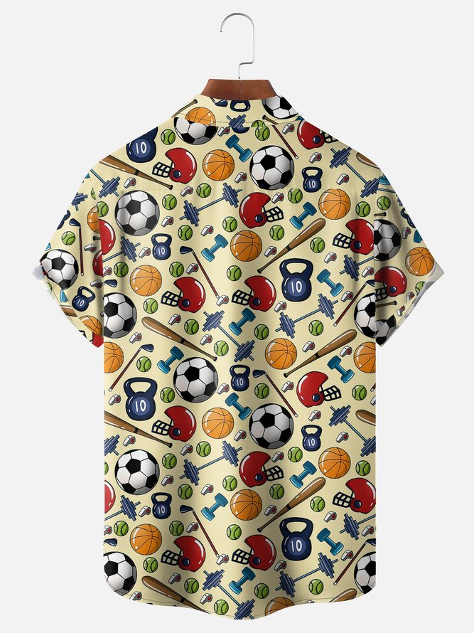 Moisture-wicking Football Baseball Rugby Fun Chest Pocket Casual Shirt