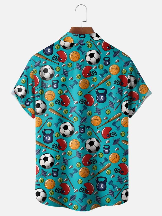 Moisture-wicking Football Baseball Rugby Fun Chest Pocket Casual Shirt