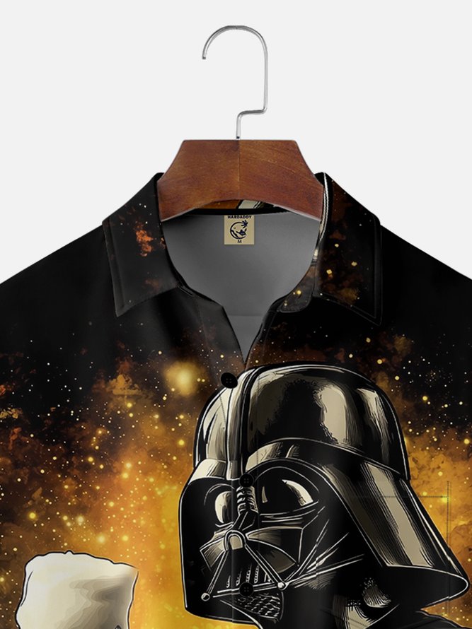 Moisture-wicking Fun Star Beer Wars Chest Pocket Casual Shirt