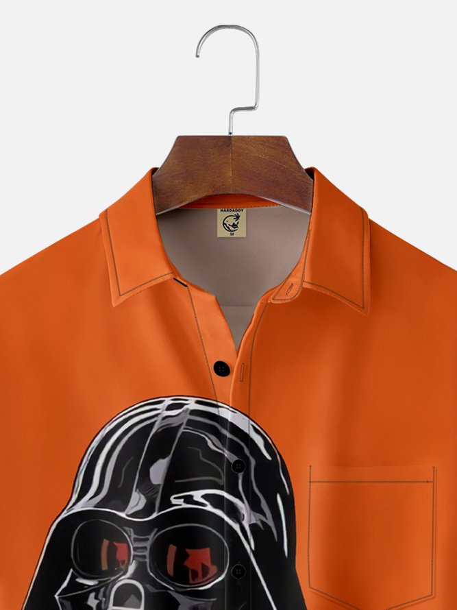 Moisture Wicking Star Robot Chest Pocket Hawaiian Shirt