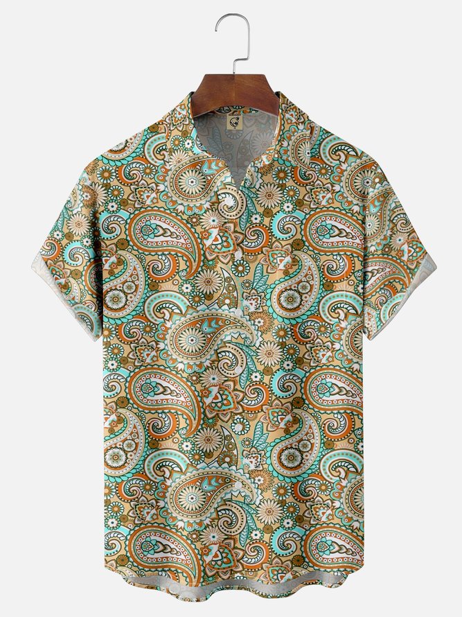 Moisture Wicking Paisley Chest Pocket Hawaiian Shirt