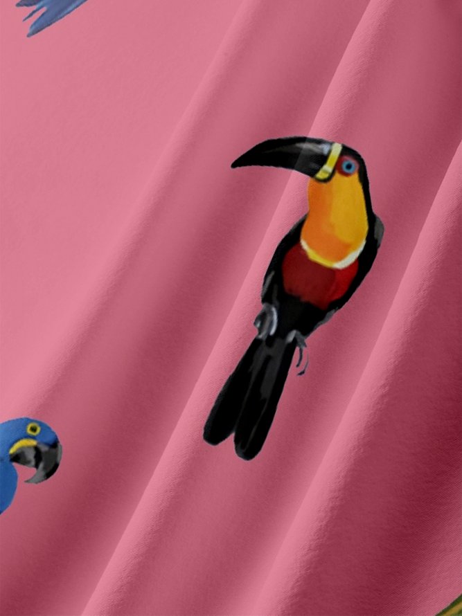 Moisture Wicking Parrot Toucan Chest Pocket Hawaiian Shirt