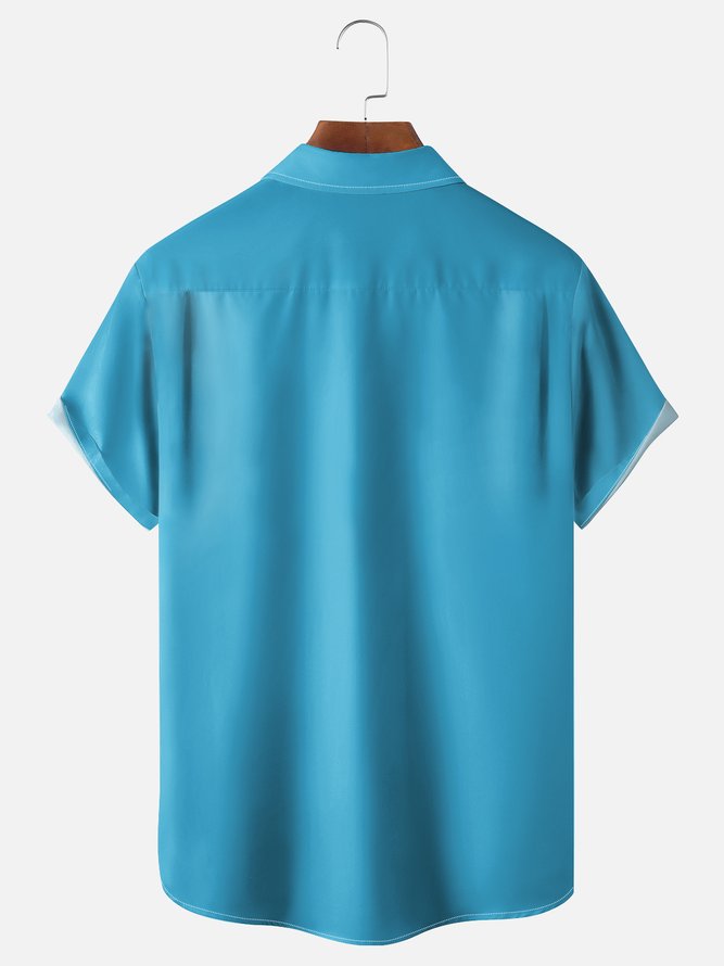 Moisture Wicking Toucan Parrot Chest Pocket Bowling Shirt