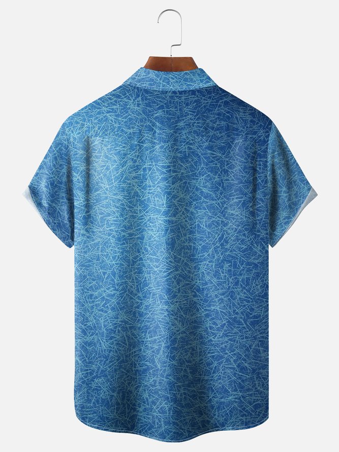 Moisture Wicking Abstract Textured Chest Pocket Hawaiian Shirt