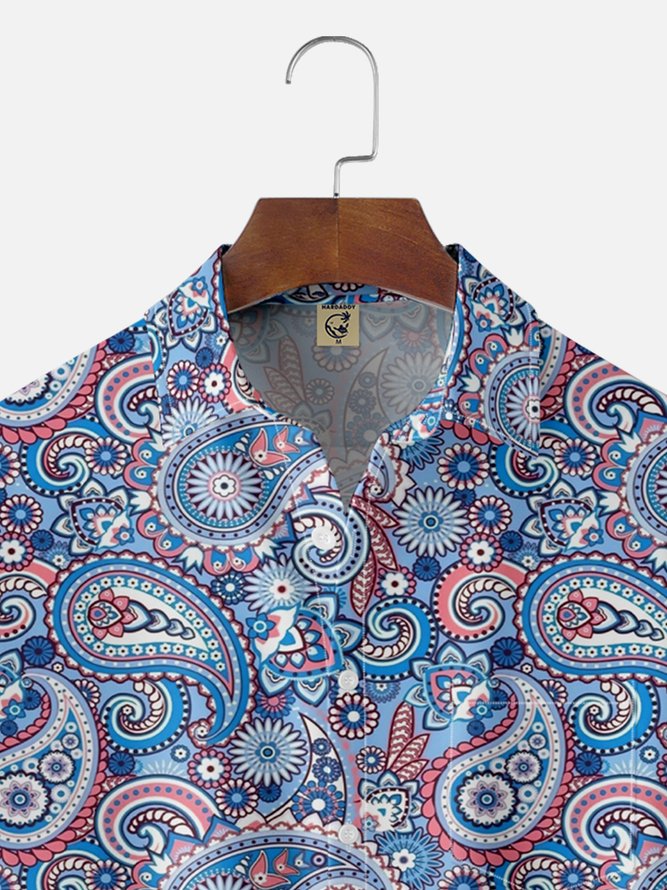 Moisture Wicking Paisley Chest Pocket Hawaiian Shirt