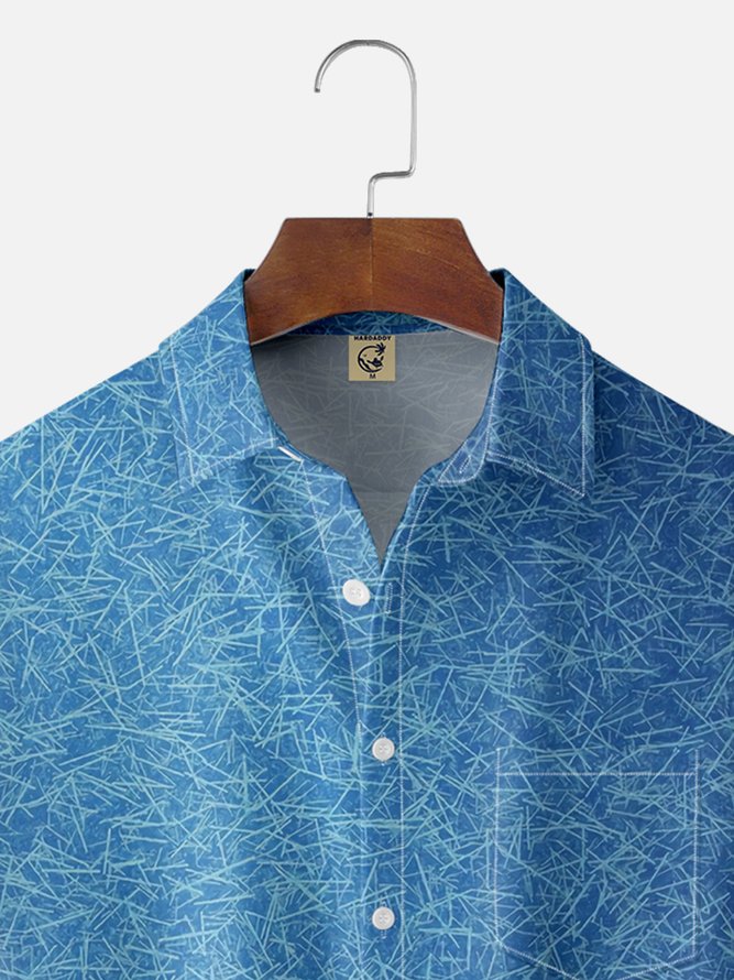 Moisture Wicking Abstract Textured Chest Pocket Hawaiian Shirt
