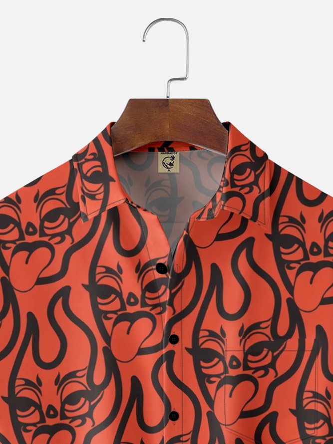 Moisture Wicking Burning Man Chest Pocket Hawaiian Shirt