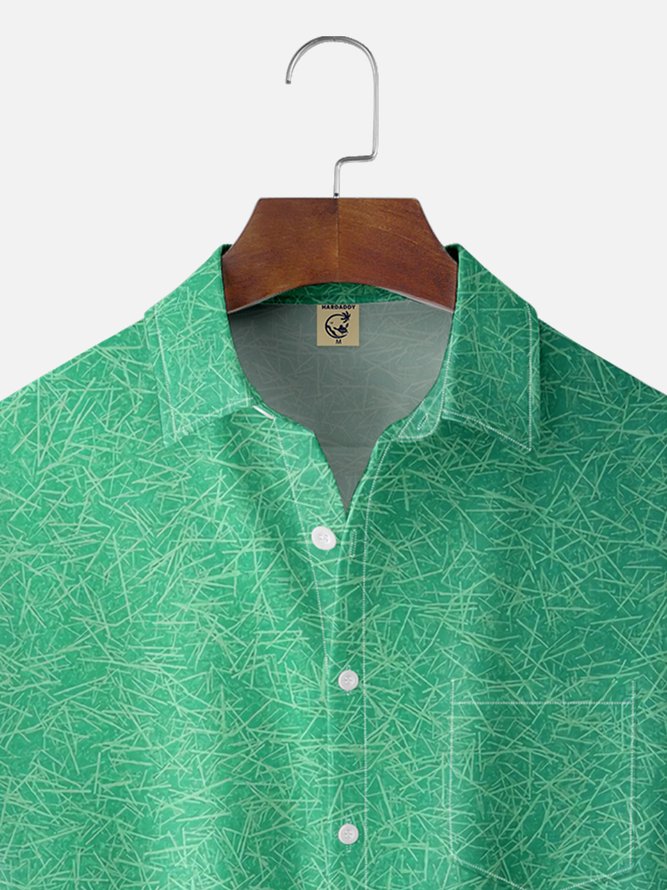 Moisture Wicking Abstract Textured Chest Pocket Hawaiian Shirt