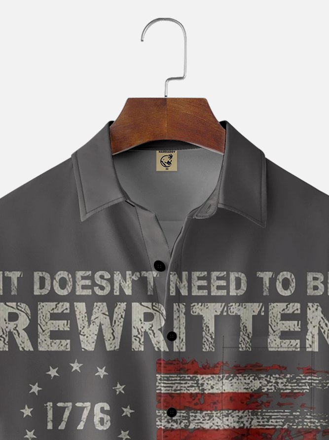 Moisture Wicking 1776 Declaration of Independence 4th of July Chest Pocket Hawaiian Shirt