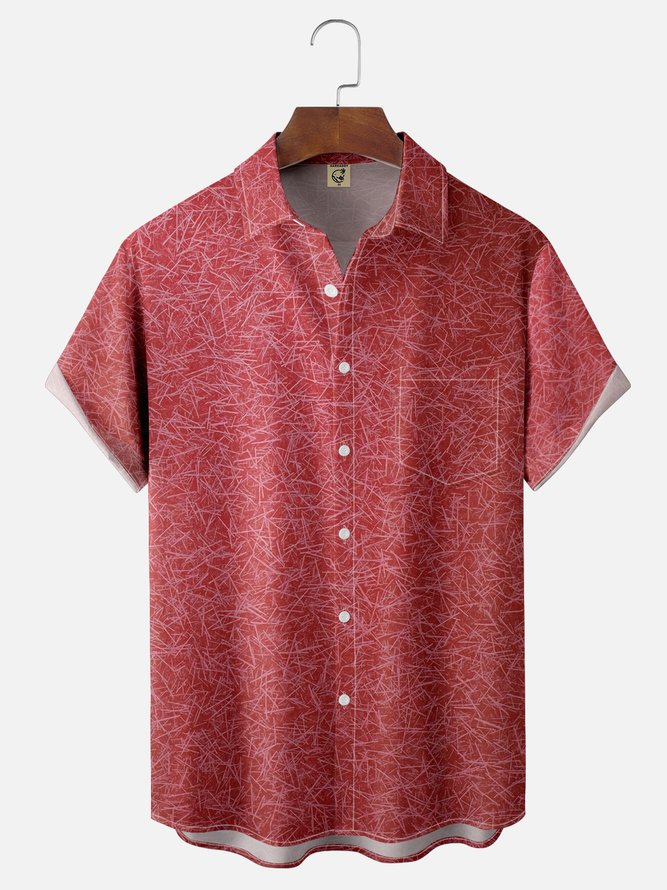 Moisture Wicking Abstract Textured Chest Pocket Hawaiian Shirt