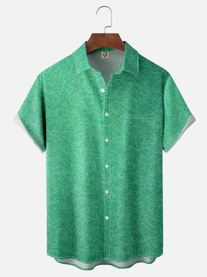 Moisture Wicking Abstract Textured Chest Pocket Hawaiian Shirt