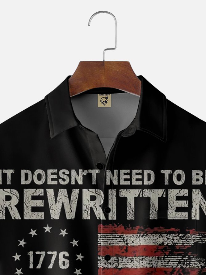 Moisture Wicking 1776 Declaration of Independence 4th of July Chest Pocket Hawaiian Shirt