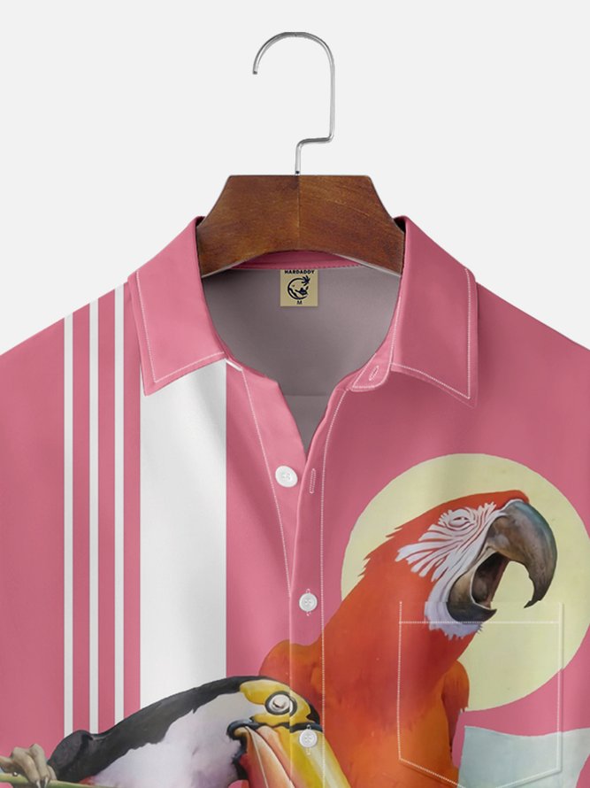 Moisture Wicking Toucan Parrot Chest Pocket Bowling Shirt