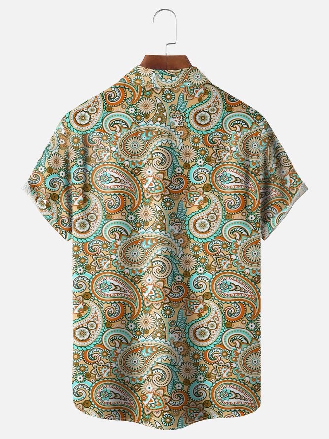 Moisture Wicking Paisley Chest Pocket Hawaiian Shirt