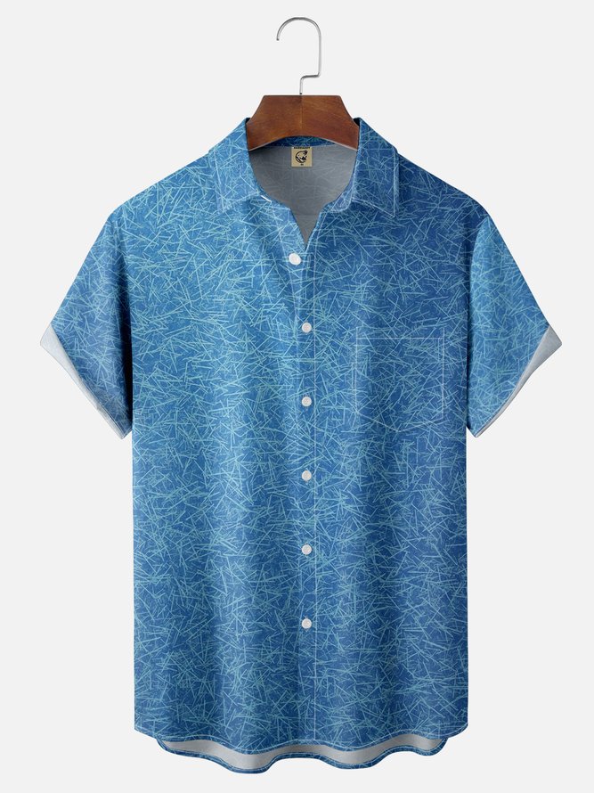Moisture Wicking Abstract Textured Chest Pocket Hawaiian Shirt