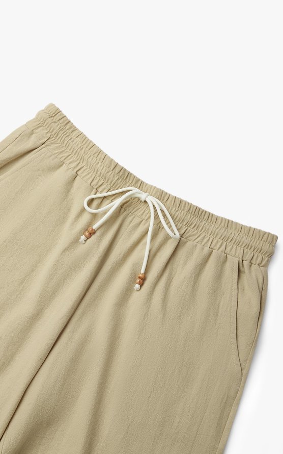 Mens Shorts Casual 7" Inseam 100% Cotton Drawstring Elastic Waist Summer Beach Stretch Golf Shorts with Pockets