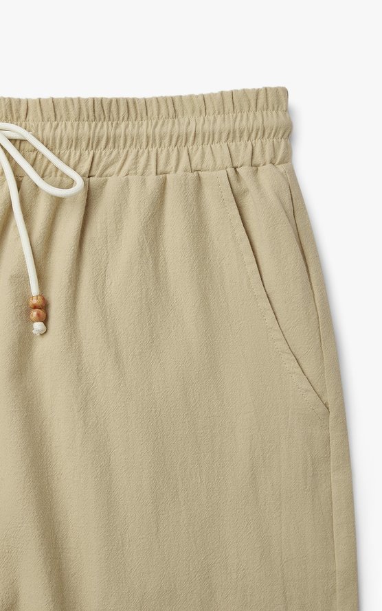 Mens Shorts Casual 7" Inseam 100% Cotton Drawstring Elastic Waist Summer Beach Stretch Golf Shorts with Pockets