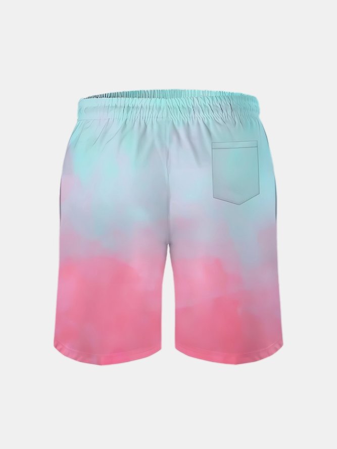 Men's Swim Trunks Hawaiian Tropical Palm Tree Beach Shorts with Pockets