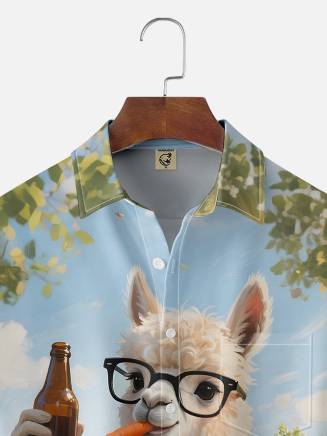 Moisture-wicking Alpaca Chest Pocket Casual Shirt