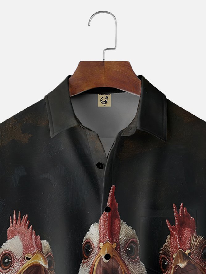 Moisture-wicking Screaming Chicken Chest Pocket Casual Shirt