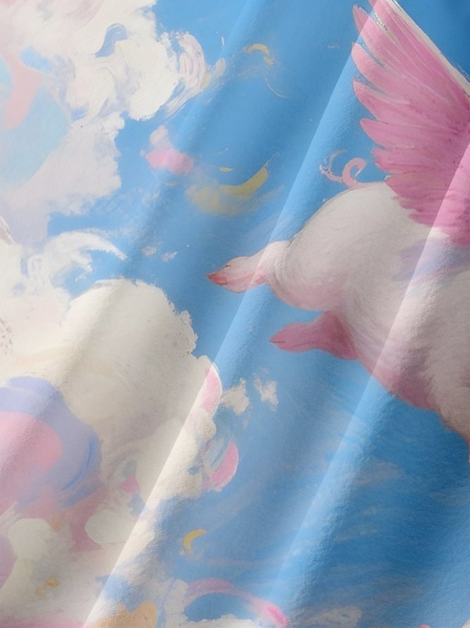 Moisture-wicking Fly Pigs Chest Pocket Hawaiian Shirt