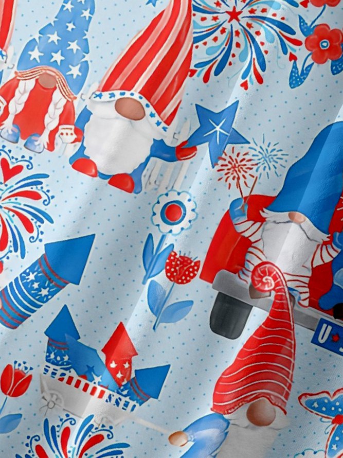 Moisture Wicking 4th of July Gnome Chest Pocket Hawaiian Shirt