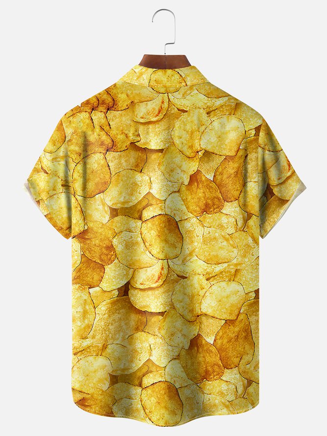 Moisture Wicking Chips Chest Pocket Hawaiian Shirt