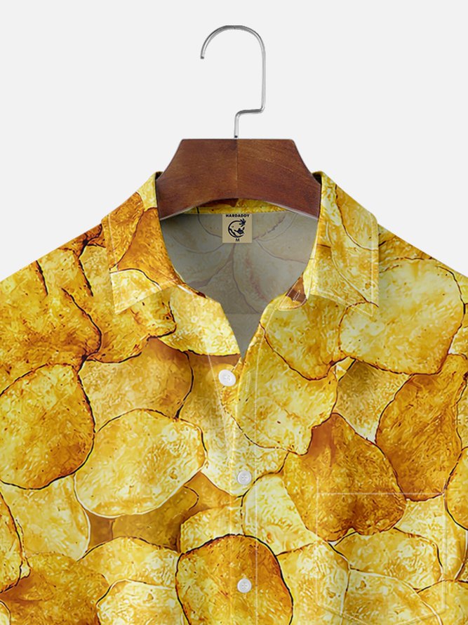 Moisture Wicking Chips Chest Pocket Hawaiian Shirt