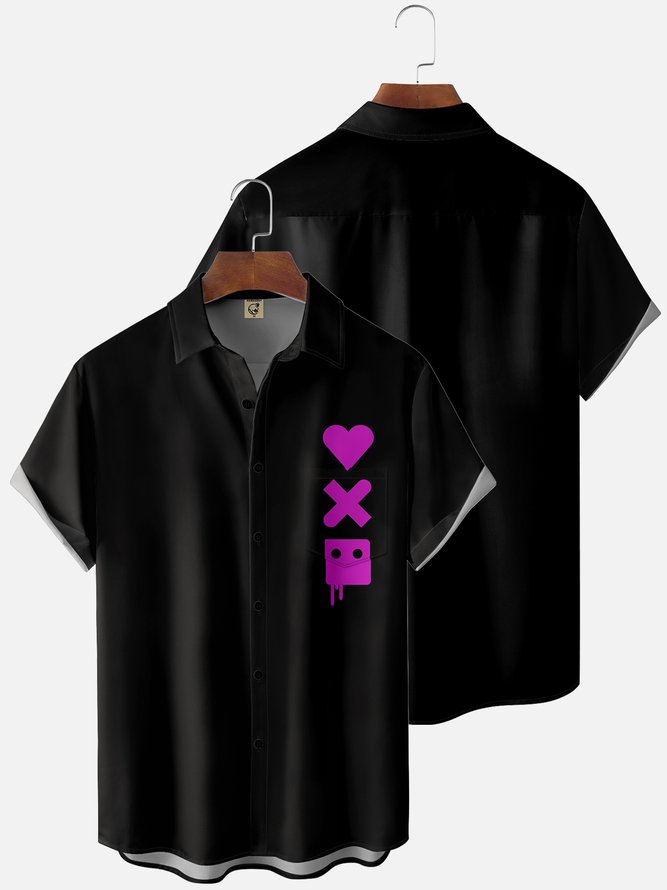Moisture-wicking Love Death Robot Chest Pocket Casual Shirt