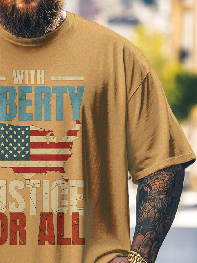Big Size Men's American Flag Independence Day Loose Fit T-shirt