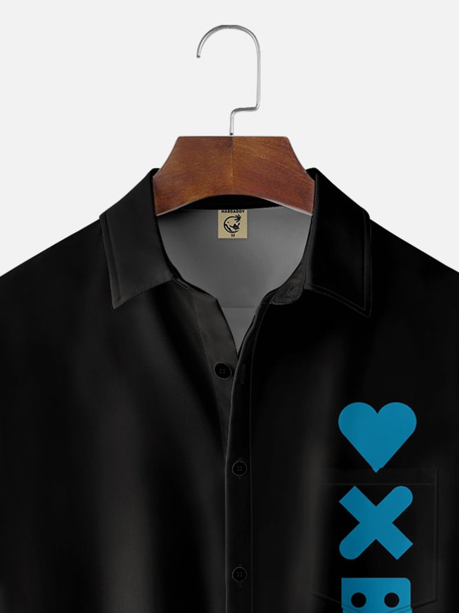 Moisture-wicking Love Death Robot Chest Pocket Casual Shirt
