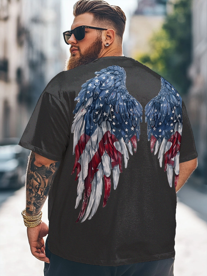 Big Size Men's American Flag Art Independence Day Loose Fit T-shirt