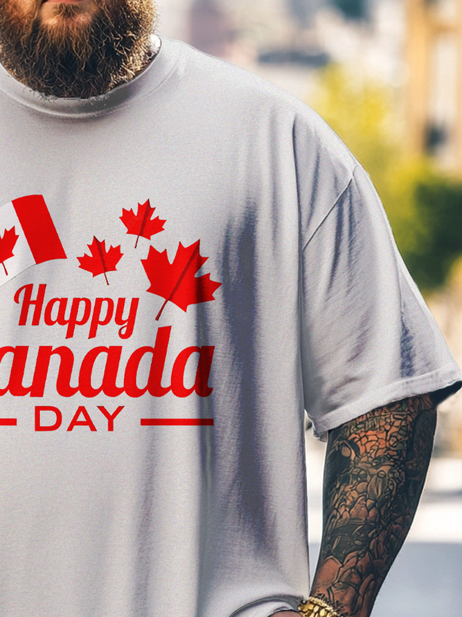 Big Size Men's Happy Canada Day Loose T-shirt