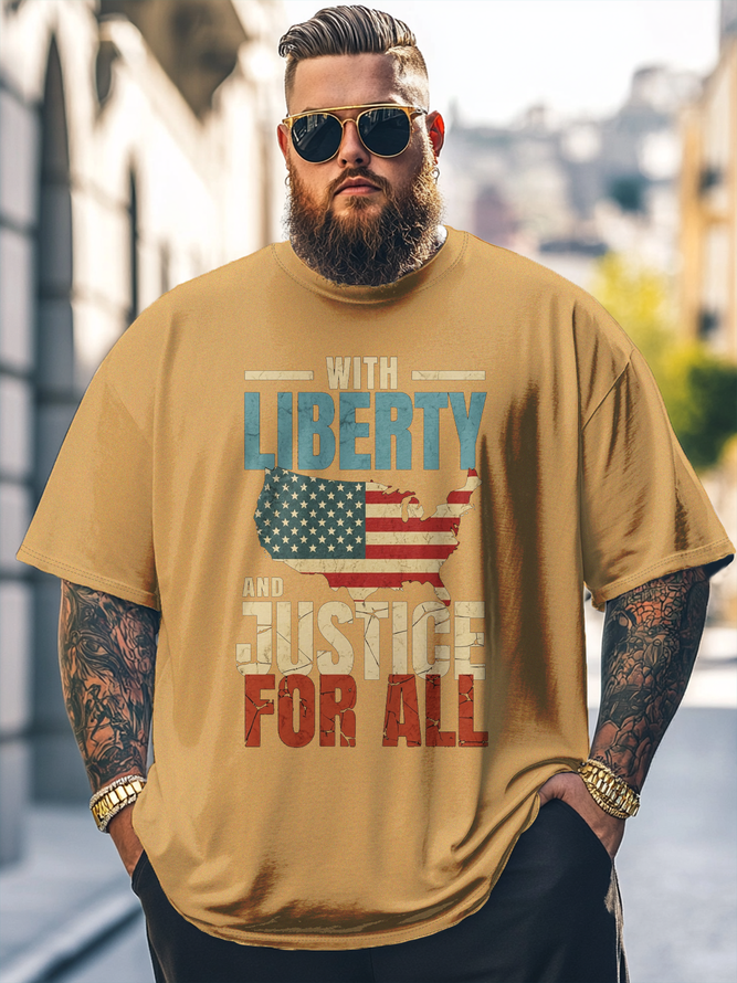 Big Size Men's American Flag Independence Day Loose Fit T-shirt