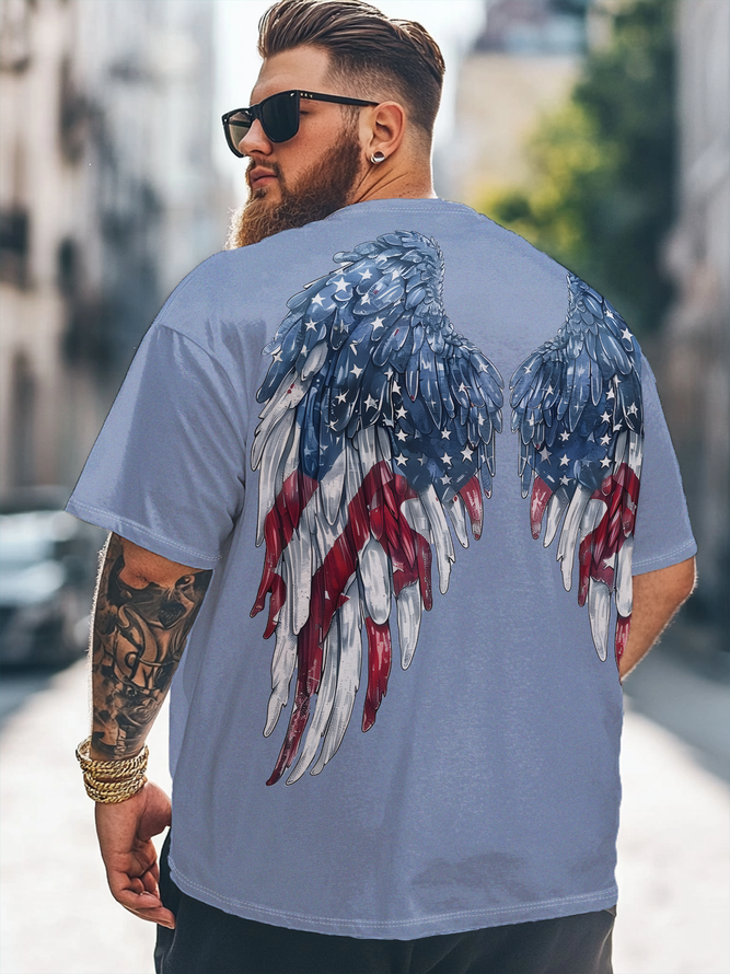 Big Size Men's American Flag Art Independence Day Loose Fit T-shirt