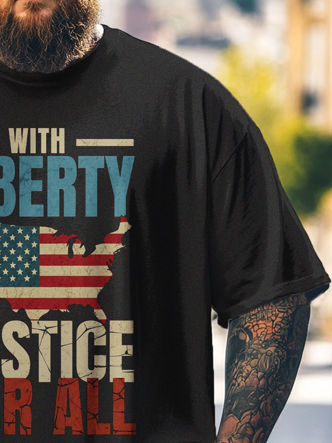 Big Size Men's American Flag Independence Day Loose Fit T-shirt