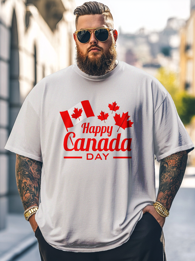 Big Size Men's Happy Canada Day Loose T-shirt