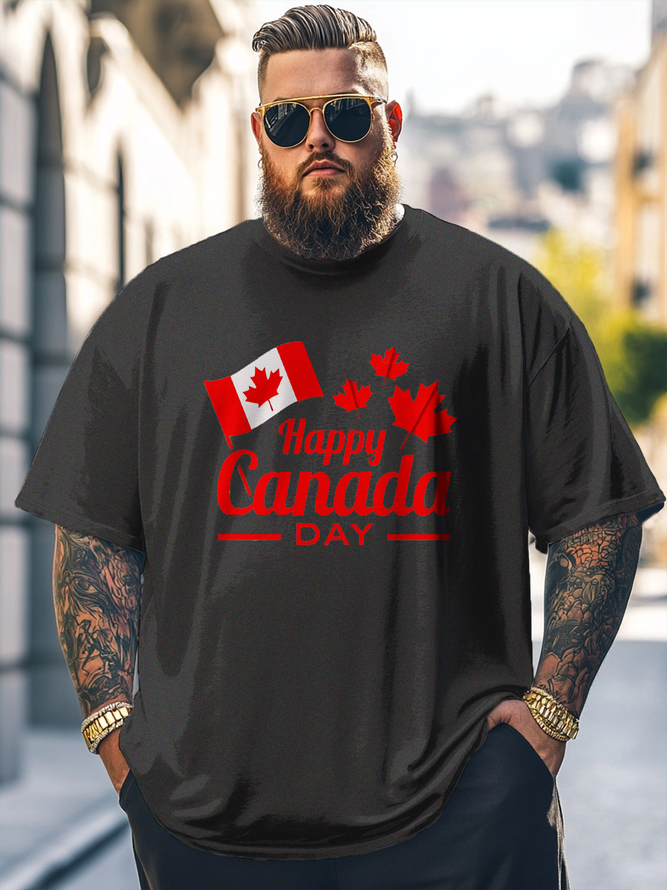 Big Size Men's Happy Canada Day Loose T-shirt