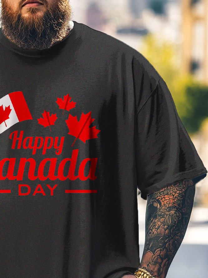 Big Size Men's Happy Canada Day Loose T-shirt