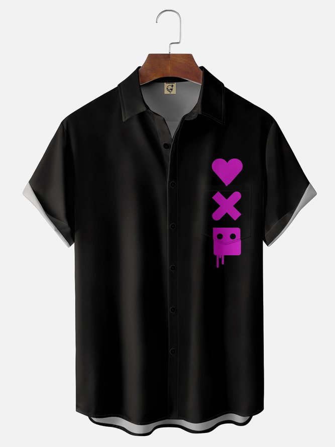 Moisture-wicking Love Death Robot Chest Pocket Casual Shirt