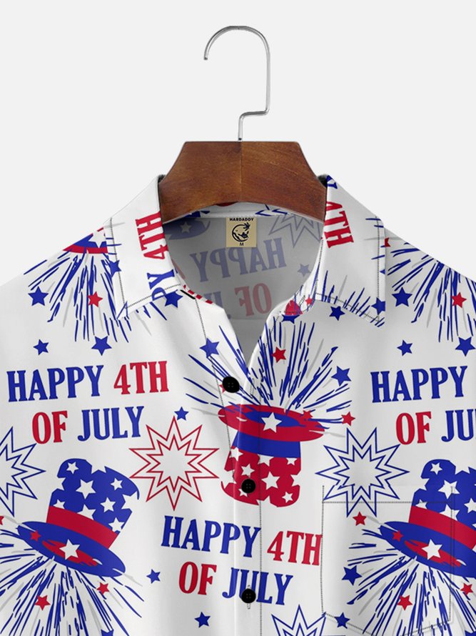 Moisture-wicking Independence Day Chest Pocket Casual Shirt