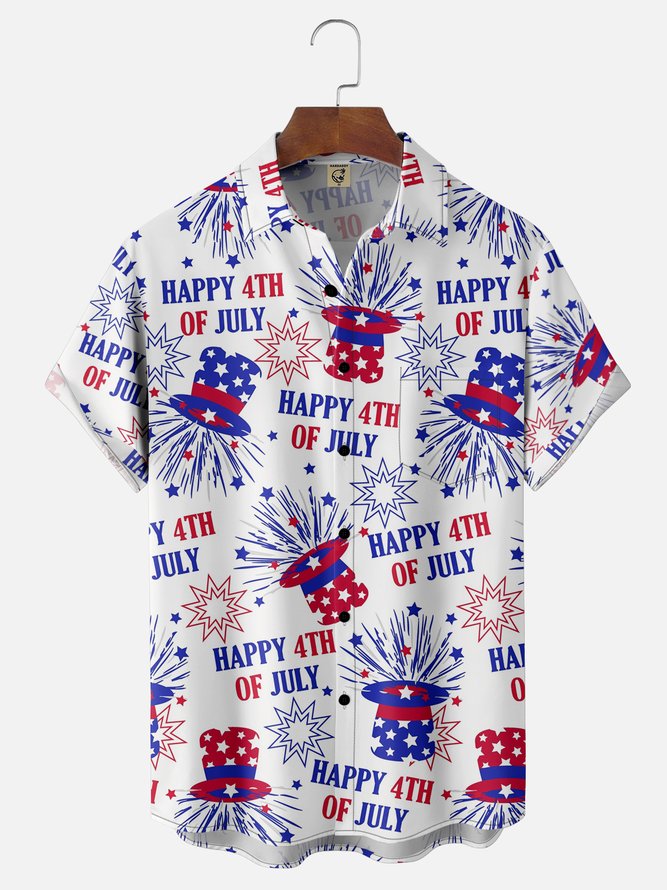 Moisture-wicking Independence Day Chest Pocket Casual Shirt