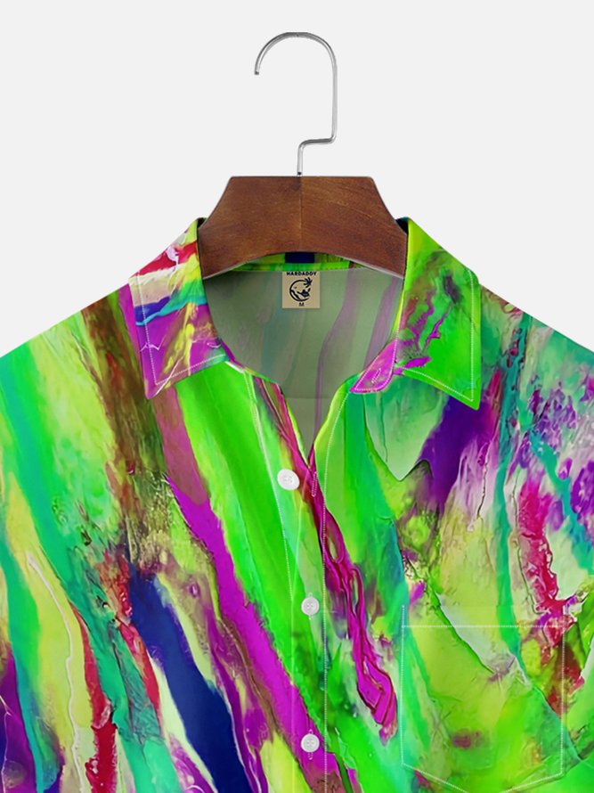 Moisture-wicking Gradient Color Chest Pocket Casual Shirt