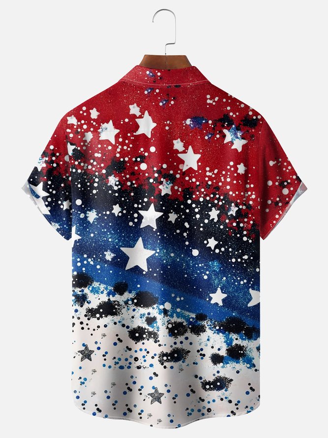 Moisture-wicking Independence Day Chest Pocket Casual Shirt