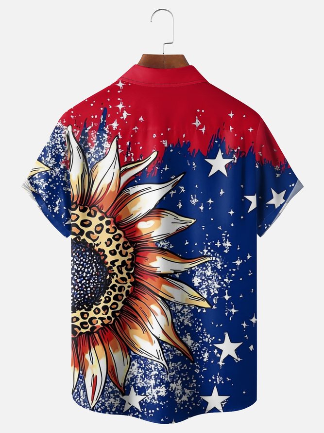 Moisture-wicking Independence Day Chest Pocket Casual Shirt