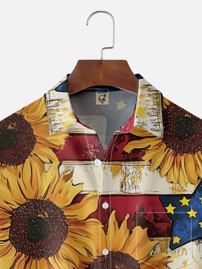 Moisture-wicking Independence Day Chest Pocket Casual Shirt