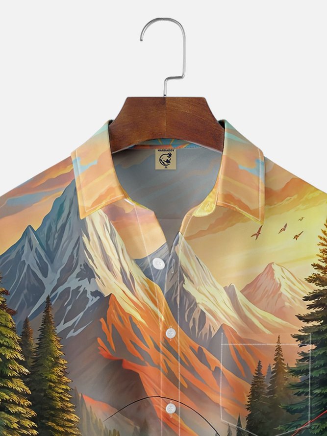 Moisture-wicking Fising Chest Pocket Hawaiian Shirt