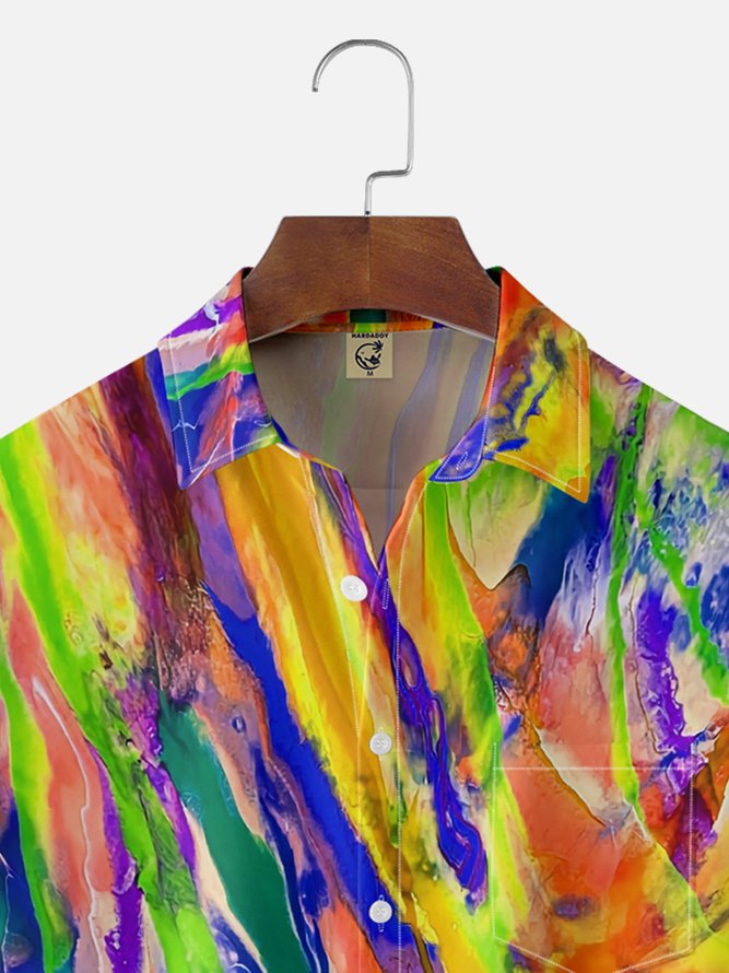 Moisture-wicking Gradient Color Chest Pocket Casual Shirt