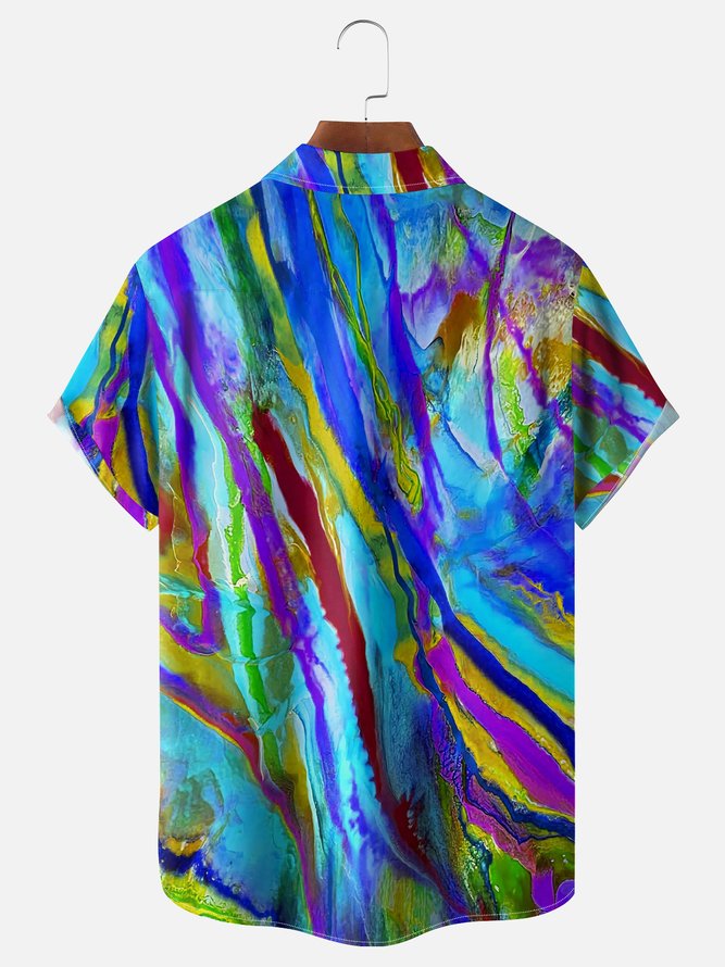 Moisture-wicking Gradient Color Chest Pocket Casual Shirt