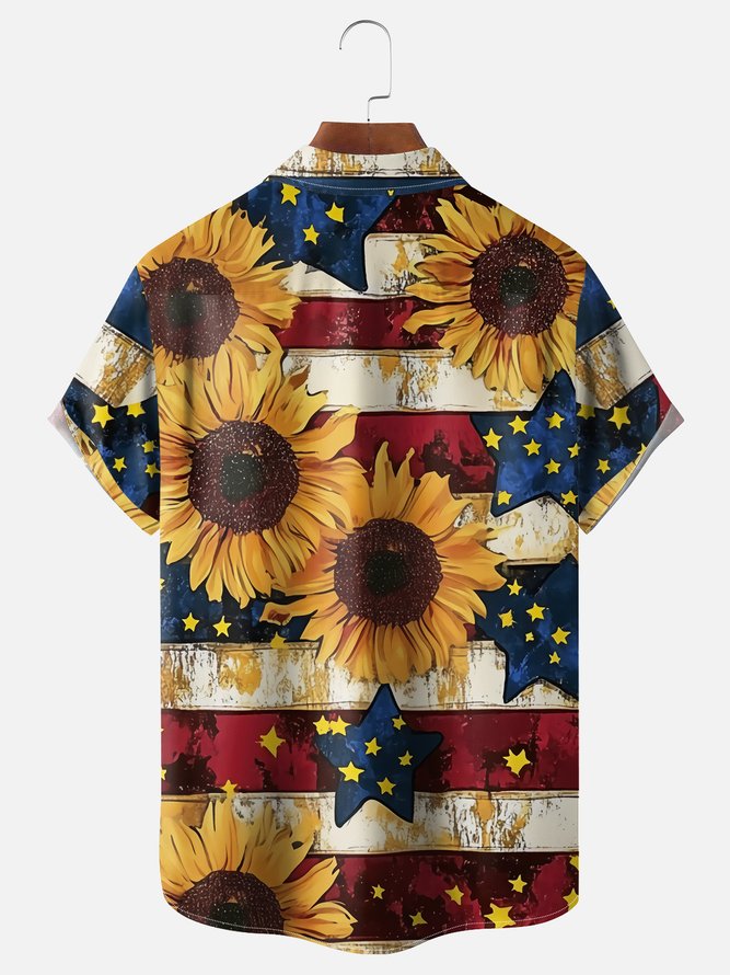 Moisture-wicking Independence Day Chest Pocket Casual Shirt